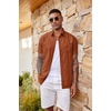 image:imageCOOFANDY Mens Casual Button Down Shirts Short Sleeve Textured Shirt Summer Beach Shirts with PocketCaramel
