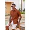 image:imageCOOFANDY Mens Casual Button Down Shirts Short Sleeve Textured Shirt Summer Beach Shirts with PocketCaramel