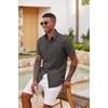 image:imageCOOFANDY Mens Casual Button Down Shirts Short Sleeve Textured Shirt Summer Beach Shirts with PocketDark Grey