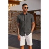image:imageCOOFANDY Mens Casual Button Down Shirts Short Sleeve Textured Shirt Summer Beach Shirts with PocketDark Grey