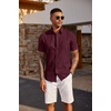image:imageCOOFANDY Mens Casual Button Down Shirts Short Sleeve Textured Shirt Summer Beach Shirts with PocketDark Red