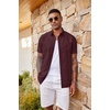 image:imageCOOFANDY Mens Casual Button Down Shirts Short Sleeve Textured Shirt Summer Beach Shirts with PocketDark Red