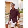 image:imageCOOFANDY Mens Casual Button Down Shirts Short Sleeve Textured Shirt Summer Beach Shirts with PocketDark Red