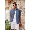 image:imageCOOFANDY Mens Casual Button Down Shirts Short Sleeve Textured Shirt Summer Beach Shirts with PocketGrey Blue