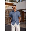 image:imageCOOFANDY Mens Casual Button Down Shirts Short Sleeve Textured Shirt Summer Beach Shirts with PocketGrey Blue