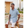 image:imageCOOFANDY Mens Casual Button Down Shirts Short Sleeve Textured Shirt Summer Beach Shirts with PocketLight Blue