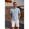 image:imageCOOFANDY Mens Casual Button Down Shirts Short Sleeve Textured Shirt Summer Beach Shirts with PocketLight Blue