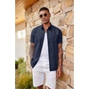 image:imageCOOFANDY Mens Casual Button Down Shirts Short Sleeve Textured Shirt Summer Beach Shirts with PocketNavy Blue