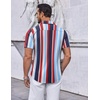 image:imageCOOFANDY Mens Casual Button Down Short Sleeve Shirts Untucked Wrinkle Free Shirt Stretch Dress ShirtsBluered Stripes