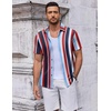 image:imageCOOFANDY Mens Casual Button Down Short Sleeve Shirts Untucked Wrinkle Free Shirt Stretch Dress ShirtsBluered Stripes