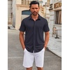 image:imageCOOFANDY Mens Casual Button Down Short Sleeve Shirts Untucked Wrinkle Free Shirt Stretch Dress ShirtsDark Blue