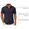 image:imageCOOFANDY Mens Casual Button Down Short Sleeve Shirts Untucked Wrinkle Free Shirt Stretch Dress ShirtsDark Blue