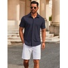 image:imageCOOFANDY Mens Casual Button Down Short Sleeve Shirts Untucked Wrinkle Free Shirt Stretch Dress ShirtsDark Blue