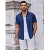 image:imageCOOFANDY Mens Casual Button Down Short Sleeve Shirts Untucked Wrinkle Free Shirt Stretch Dress ShirtsOcean Blue