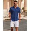 image:imageCOOFANDY Mens Casual Button Down Short Sleeve Shirts Untucked Wrinkle Free Shirt Stretch Dress ShirtsOcean Blue