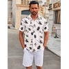 image:imageCOOFANDY Mens Casual Button Down Short Sleeve Shirts Untucked Wrinkle Free Shirt Stretch Dress ShirtsWhite  Leaf