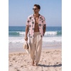 image:imageCOOFANDY Mens Casual Shirts Short Sleeve Button Down Shirts Fashion Textured Summer Beach ShirtPinkleaf