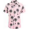 image:imageCOOFANDY Mens Casual Shirts Short Sleeve Button Down Shirts Fashion Textured Summer Beach ShirtPinkleaf