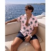 image:imageCOOFANDY Mens Casual Shirts Short Sleeve Button Down Shirts Fashion Textured Summer Beach ShirtPinkleaf