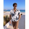image:imageCOOFANDY Mens Casual Shirts Short Sleeve Button Down Shirts Fashion Textured Summer Beach ShirtWhitecoconut Tree