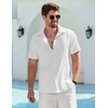 image:imageCOOFANDY Mens Cuban Guayabera Shirt Summer Beach Vacation Shirt Casual Short Sleeve Button Down Resort Wear01white