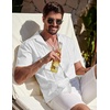image:imageCOOFANDY Mens Cuban Guayabera Shirt Summer Beach Vacation Shirt Casual Short Sleeve Button Down Resort Wear01white