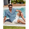image:imageCOOFANDY Mens Cuban Guayabera Shirt Summer Beach Vacation Shirt Casual Short Sleeve Button Down Resort WearDenim Blue