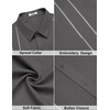 image:imageCOOFANDY Mens Cuban Guayabera Shirts Button Down Short Sleeve Shirt Casual Linen Summer Beach ShirtsDark Grey