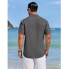 image:imageCOOFANDY Mens Cuban Guayabera Shirts Button Down Short Sleeve Shirt Casual Linen Summer Beach ShirtsDark Grey