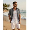 image:imageCOOFANDY Mens Cuban Guayabera Shirts Button Down Short Sleeve Shirt Casual Linen Summer Beach ShirtsDark Grey