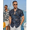 image:imageCOOFANDY Mens Hawaiian Shirt Short Sleeve Button Down Beach Vacation Shirt Retro Summer Tropical Shirts1navy Blue Vintage Abstract