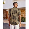 image:imageCOOFANDY Mens Hawaiian Shirt Short Sleeve Button Down Beach Vacation Shirt Retro Summer Tropical Shirts1navy Khaki Ink Flowers