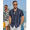 image:imageCOOFANDY Mens Hawaiian Shirt Short Sleeve Button Down Beach Vacation Shirt Retro Summer Tropical Shirts3navy Blue Retro Cuban Pattern