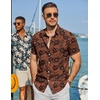 image:imageCOOFANDY Mens Hawaiian Shirt Short Sleeve Button Down Beach Vacation Shirt Retro Summer Tropical ShirtsBrown Floral Bloom
