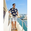 image:imageCOOFANDY Mens Hawaiian Shirt Short Sleeve Button Down Beach Vacation Shirt Retro Summer Tropical ShirtsDark Blue Aloha Flowers