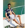 image:imageCOOFANDY Mens Hawaiian Shirt Short Sleeve Button Down Beach Vacation Shirt Retro Summer Tropical ShirtsDark Blue Aloha Flowers