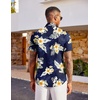 image:imageCOOFANDY Mens Hawaiian Shirt Short Sleeve Button Down Beach Vacation Shirt Retro Summer Tropical ShirtsDark Blue Aloha Flowers