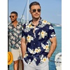 image:imageCOOFANDY Mens Hawaiian Shirt Short Sleeve Button Down Beach Vacation Shirt Retro Summer Tropical ShirtsDark Blue Aloha Flowers