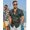 image:imageCOOFANDY Mens Hawaiian Shirt Short Sleeve Button Down Beach Vacation Shirt Retro Summer Tropical ShirtsDeep Teal Bold Watercolor
