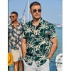 image:imageCOOFANDY Mens Hawaiian Shirt Short Sleeve Button Down Beach Vacation Shirt Retro Summer Tropical ShirtsGreen Palm Tree