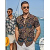 image:imageCOOFANDY Mens Hawaiian Shirt Short Sleeve Button Down Beach Vacation Shirt Retro Summer Tropical ShirtsHand Painted Flowers