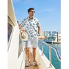 image:imageCOOFANDY Mens Hawaiian Shirt Short Sleeve Button Down Beach Vacation Shirt Retro Summer Tropical ShirtsLight Blue Palm Leaf