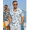 image:imageCOOFANDY Mens Hawaiian Shirt Short Sleeve Button Down Beach Vacation Shirt Retro Summer Tropical ShirtsLight Blue Palm Leaf