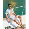image:imageCOOFANDY Mens Hawaiian Shirt Short Sleeve Button Down Beach Vacation Shirt Retro Summer Tropical ShirtsLight Blue Palm Leaf