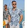 image:imageCOOFANDY Mens Hawaiian Shirt Short Sleeve Button Down Beach Vacation Shirt Retro Summer Tropical ShirtsLight Blue Palm Tree