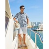 image:imageCOOFANDY Mens Hawaiian Shirt Short Sleeve Button Down Beach Vacation Shirt Retro Summer Tropical ShirtsLight Blue Palm Tree