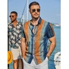 image:imageCOOFANDY Mens Hawaiian Shirt Short Sleeve Button Down Beach Vacation Shirt Retro Summer Tropical ShirtsStriped Oil Painting