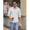 image:imageCOOFANDY Mens Long Sleeve Button Down Shirts Casual Untucked Shirts for Men Dress Shirts Beach Wedding ShirtsA White
