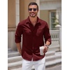 image:imageCOOFANDY Mens Long Sleeve Button Down Shirts Casual Untucked Shirts for Men Dress Shirts Beach Wedding ShirtsDark Red