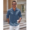 image:imageCOOFANDY Mens Long Sleeve Button Down Shirts Casual Untucked Shirts for Men Dress Shirts Beach Wedding ShirtsGrey Blue